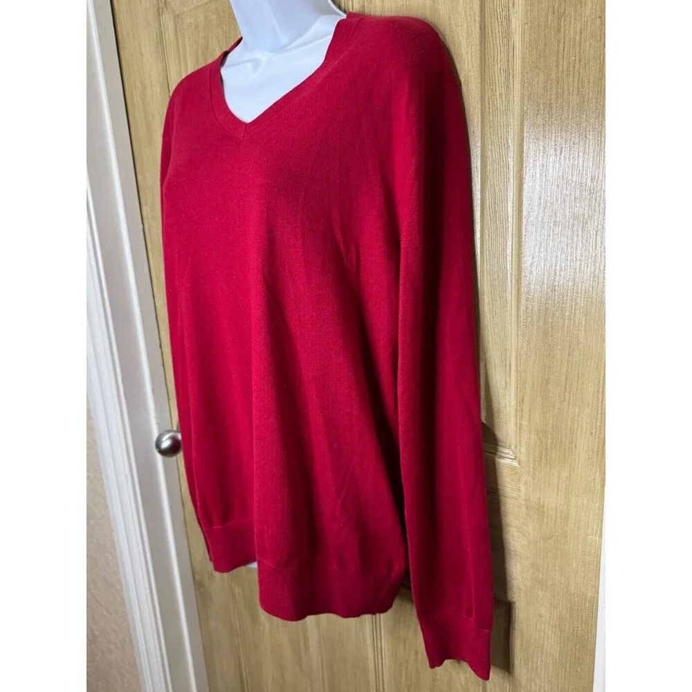 Banana Republic Sweater Mens Large Silk Cotton Cashmere Luxury Blend V Neck Red